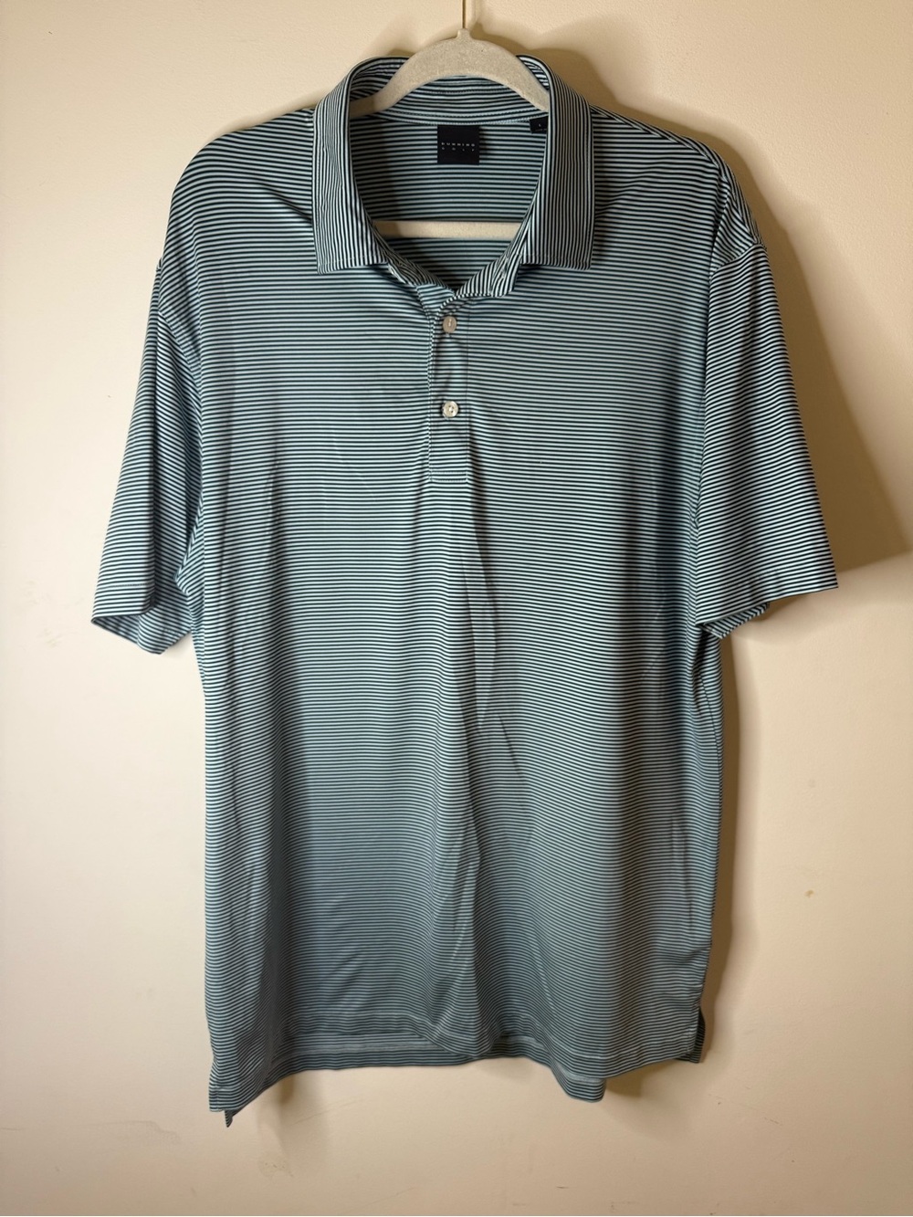 Men's Thin-Striped Blue Performance Polo